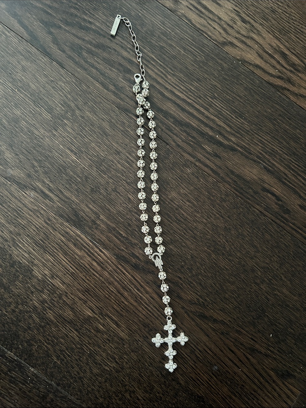 Dolce & Gabbana stunning silver jeweled crystal rosary necklace, authentic